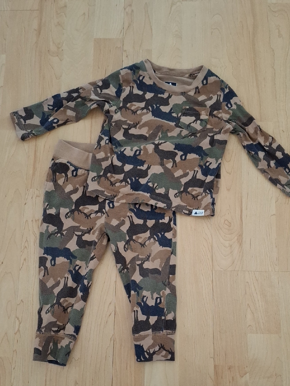 GAP Toddler Boy Animal Camo Matching Playset Shirt & Sweatpants 18-24m